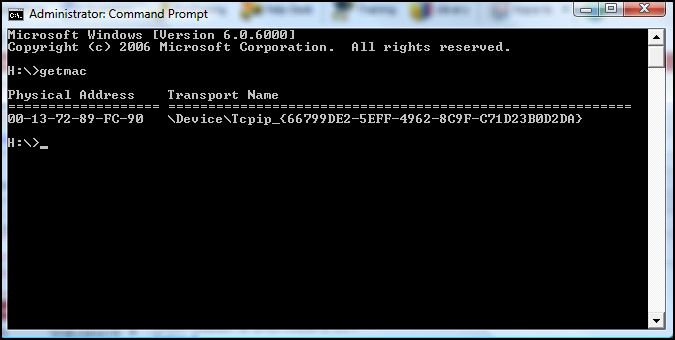 screenshot of Command Prompt, H:\