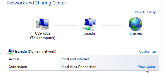 screenshot of the network and sharing center window.