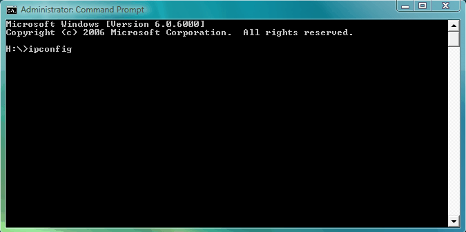 screenshot of the command prompt screen.