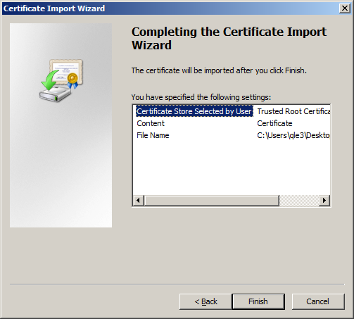 Certificate Store Selected by User