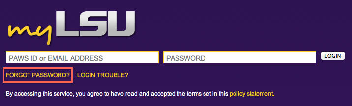 myLSU login screen