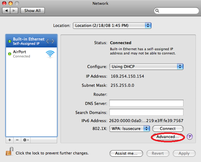 Ethernet Self-assigned IP Address can n… - Apple Community