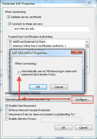 option to uncheck the auto logon feature
