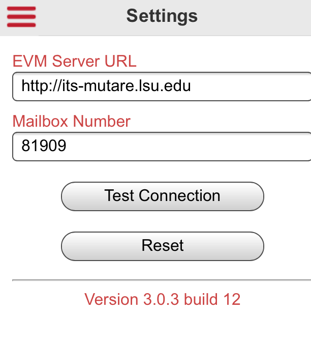 EVM Server URL Settings