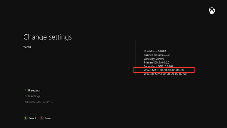 find out the mac address for an xbox one