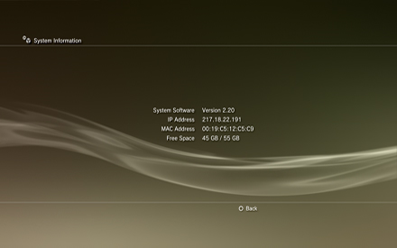 MAC address on a Play Station