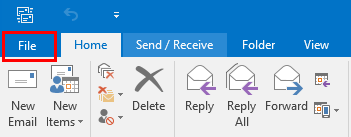 File tab on the outlook menu