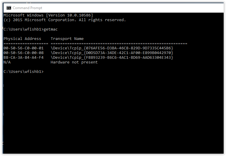 how to check mac address cmd