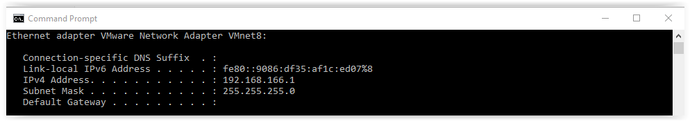 Command prompt with desired IP address