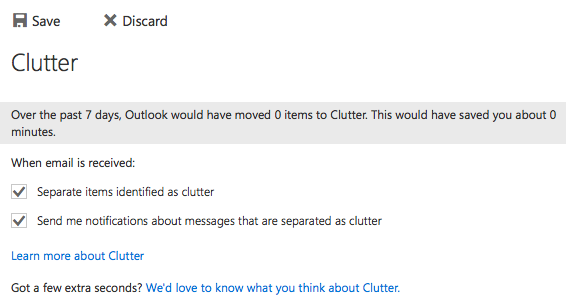 Clutter settings