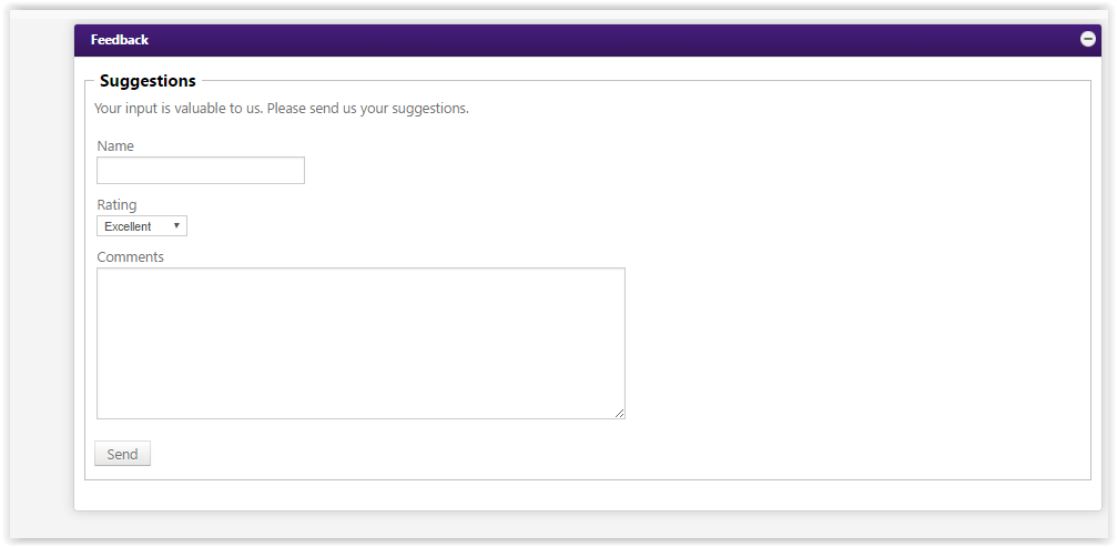 the entry form for giving feedback to the myLSU Portal group