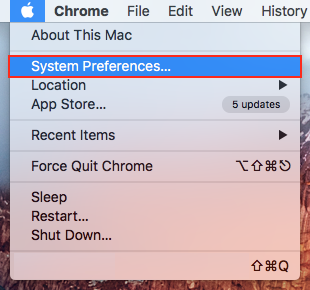System Preferences option on the Apple dropdown menu