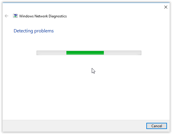 Network Troubleshooter window