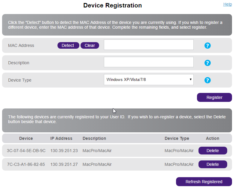 Registering your device