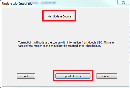 Update Course button in middle at bottom