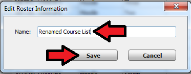 Course rename and save button