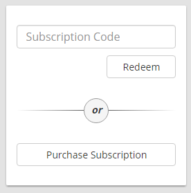 subscription code text box with redeem button underneath it to the right