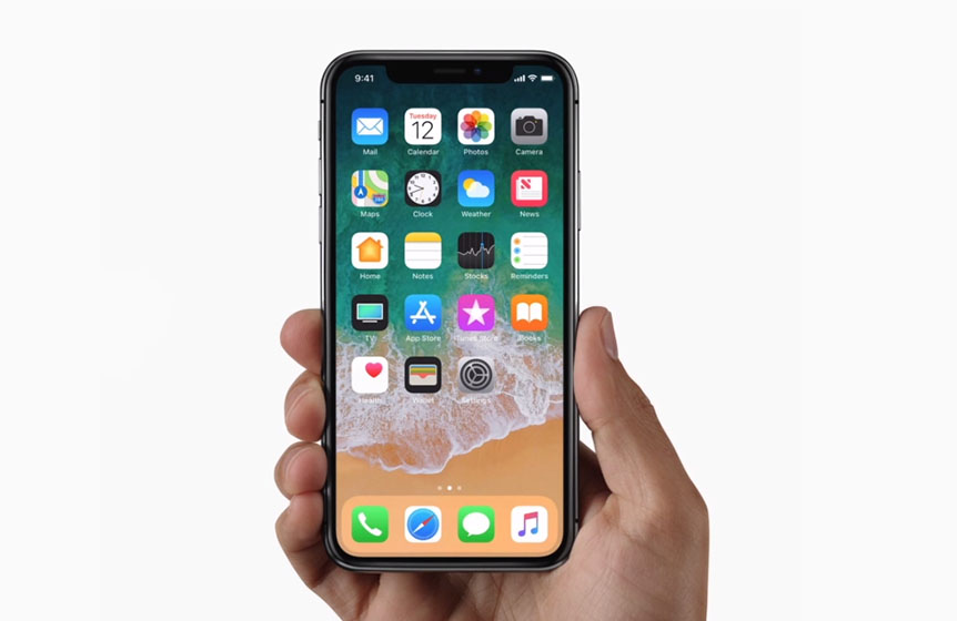 Picture of Apple's iPhone X (iPhone 10) held in hand