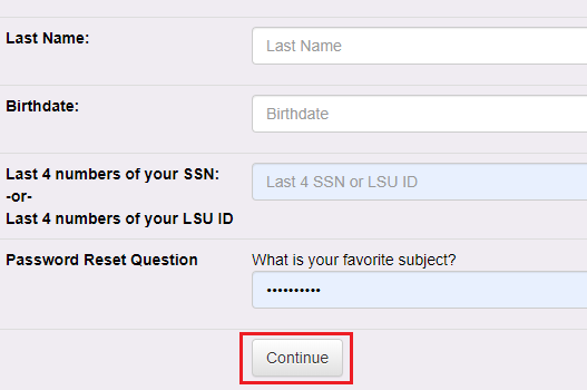 password reset questions