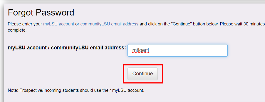 Continue button