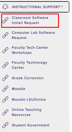 myLSU Software Install Requests under Instructional Support tab
