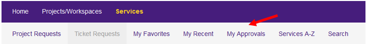 My Approvals button in navigation bar