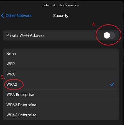 private wi-fi is toggled off